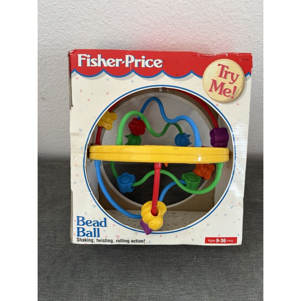 Rare 1995 Fisher Price Bead Ball Maze Baby Toy Colorful Butterfly Developmental